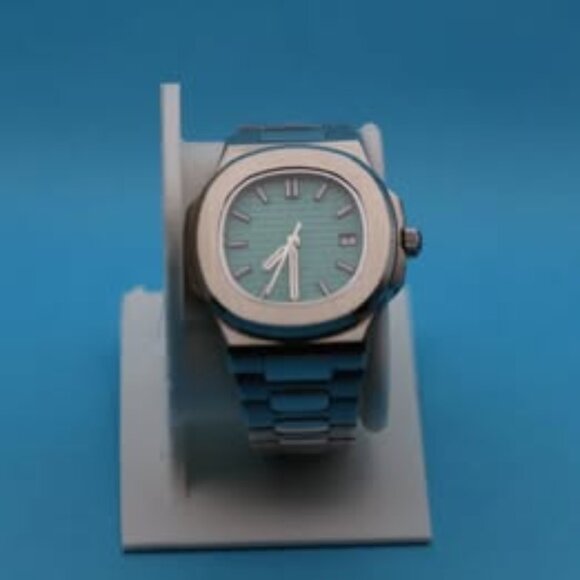 Teal Dial Automatic Watch | Rounded Square Case | Unisex Stainless Steel - Picture 1 of 4